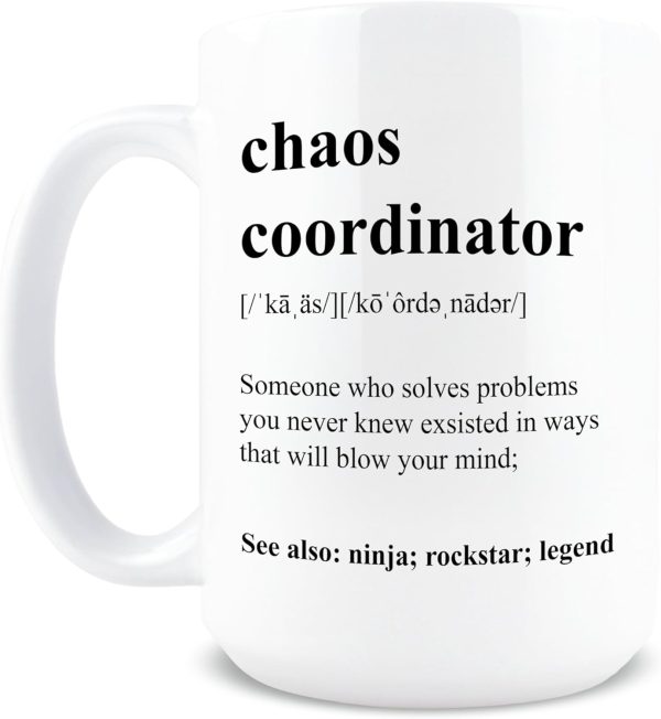 Chaos Coordinator Coffee Mug, Funny Gift for Teacher Boss Manager Coworker, Birthday Christmas Appreciation Gift Chaos Coordinator Coffee Mug, Funny Gift for Teacher Boss Manager Coworker, Birthday Christmas Appreciation Gift