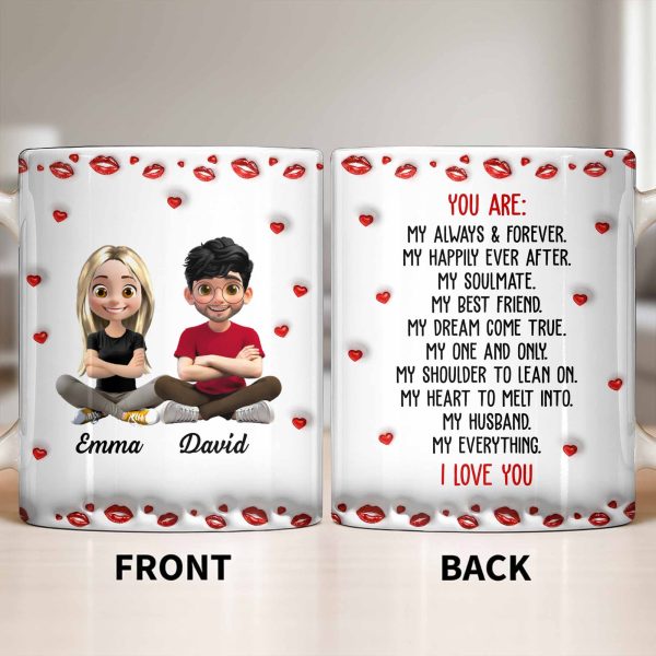 Charming Character Illustrations With Hearts - Personalized Custom Coffee Mug - HSB083_MG