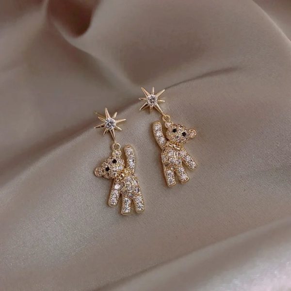 Charming Cubic Zirconia Bear & Star Stud Earrings Charming Cubic Zirconia Bear & Star Stud Earrings
