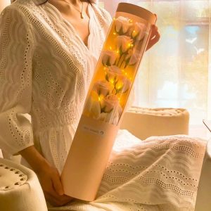 Charming Rose Bouquet Soap Flower Gift Box with LED Light for Valentine’s Day and Special Occasions