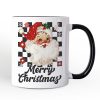 Checkered Santa Claus Vintage Personalized Mug, Retro Merry Christmas Gift with Custom Name Checkered Santa Claus Vintage Personalized Mug, Retro Merry Christmas Gift with Custom Name