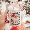 Checkered Santa Claus Vintage Personalized Mug, Retro Merry Christmas Gift with Custom Name Checkered Santa Claus Vintage Personalized Mug, Retro Merry Christmas Gift with Custom Name