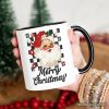 Checkered Santa Claus Vintage Personalized Mug, Retro Merry Christmas Gift with Custom Name Checkered Santa Claus Vintage Personalized Mug, Retro Merry Christmas Gift with Custom Name