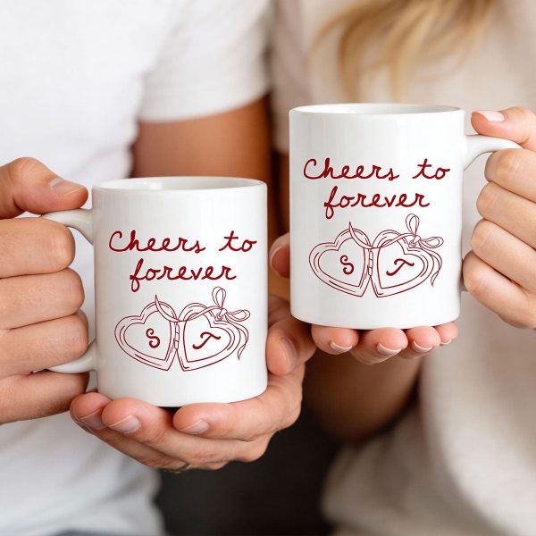 Cheers To Forever Couple Custom Heart Locket - Personalized Mug - Gift For Her, Gift For Him Cheers To Forever Couple Custom Heart Locket - Personalized Mug - Gift For Her, Gift For Him