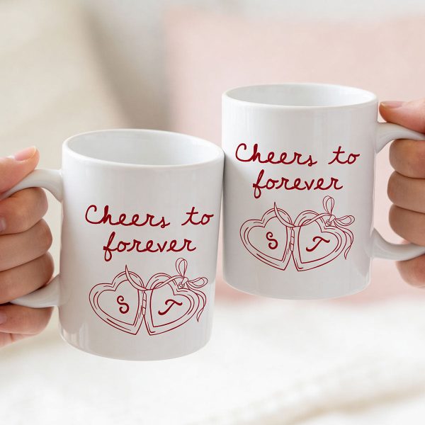 Cheers To Forever Couple Custom Heart Locket - Personalized Mug - Gift For Her, Gift For Him Cheers To Forever Couple Custom Heart Locket - Personalized Mug - Gift For Her, Gift For Him