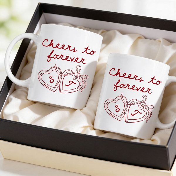Cheers To Forever Couple Custom Heart Locket - Personalized Mug - Gift For Her, Gift For Him Cheers To Forever Couple Custom Heart Locket - Personalized Mug - Gift For Her, Gift For Him