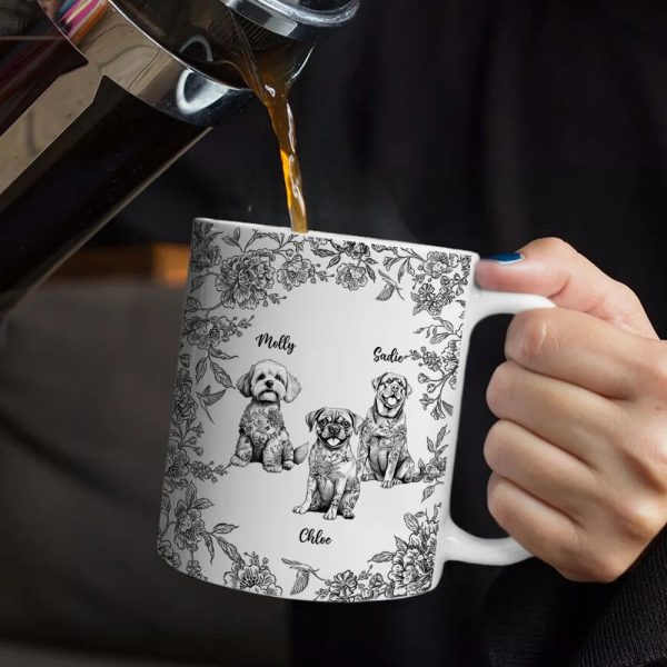 Chinoiserie Toile Dog - Personalized White Edge-to-Edge Mug Chinoiserie Toile Dog - Personalized White Edge-to-Edge Mug