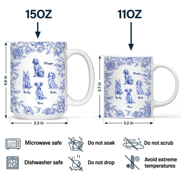 Chinoiserie Toile Dog - Personalized White Edge-to-Edge Mug Chinoiserie Toile Dog - Personalized White Edge-to-Edge Mug