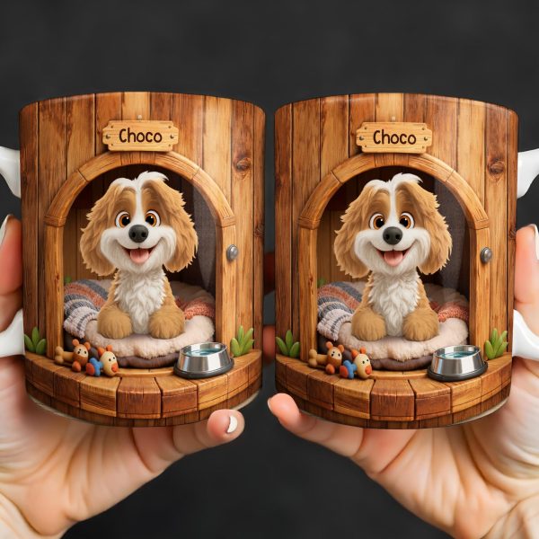 Choco, Cute Dog In A Cozy Dog House - Personalized Custom Coffee Mug - DOG135_MG Choco, Cute Dog In A Cozy Dog House - Personalized Custom Coffee Mug - DOG135_MG