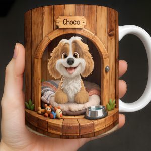 Choco, Cute Dog In A Cozy Dog House - Personalized Custom Coffee Mug - DOG135_MG