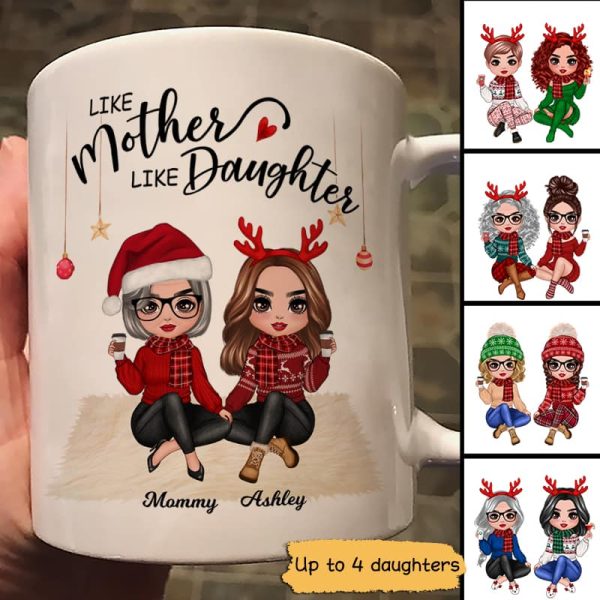 Christmas Doll Women Sitting Mother And Daughters Personalized Mug Christmas Doll Women Sitting Mother And Daughters Personalized Mug
