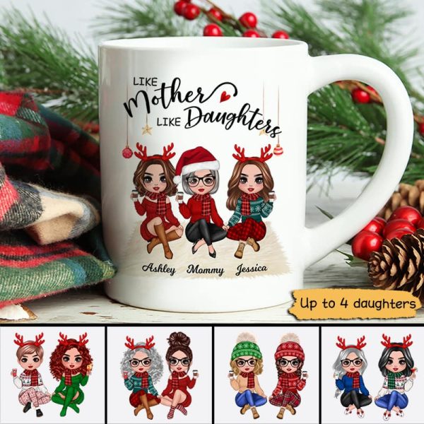 Christmas Doll Women Sitting Mother And Daughters Personalized Mug Christmas Doll Women Sitting Mother And Daughters Personalized Mug