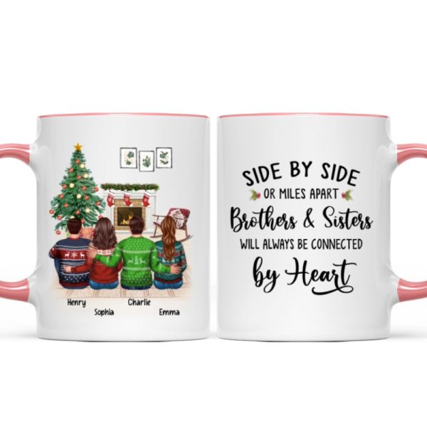 Christmas Side By Side Or Miles Apart Sisters Brothers Siblings Besties Personalized Mug Christmas Side By Side Or Miles Apart Sisters Brothers Siblings Besties Personalized Mug