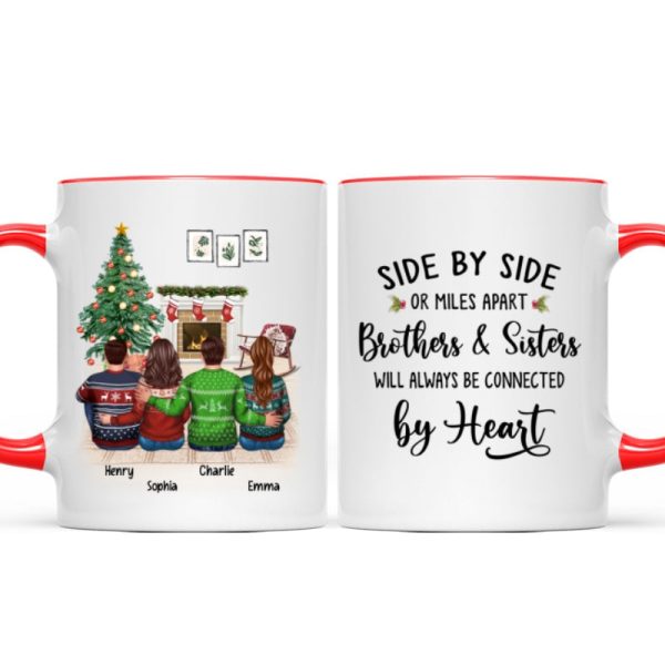Christmas Side By Side Or Miles Apart Sisters Brothers Siblings Besties Personalized Mug Christmas Side By Side Or Miles Apart Sisters Brothers Siblings Besties Personalized Mug