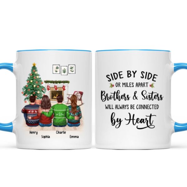 Christmas Side By Side Or Miles Apart Sisters Brothers Siblings Besties Personalized Mug Christmas Side By Side Or Miles Apart Sisters Brothers Siblings Besties Personalized Mug