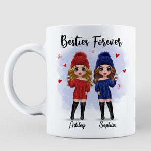Christmas Standing Doll Besties In Snow Personalized Mug