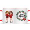 Christmas Wreath Doll Besties Standing Personalized Mug Christmas Wreath Doll Besties Standing Personalized Mug