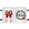 Christmas Wreath Doll Besties Standing Personalized Mug Christmas Wreath Doll Besties Standing Personalized Mug