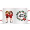Christmas Wreath Doll Besties Standing Personalized Mug Christmas Wreath Doll Besties Standing Personalized Mug