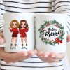 Christmas Wreath Doll Besties Standing Personalized Mug Christmas Wreath Doll Besties Standing Personalized Mug