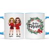 Christmas Wreath Doll Besties Standing Personalized Mug Christmas Wreath Doll Besties Standing Personalized Mug