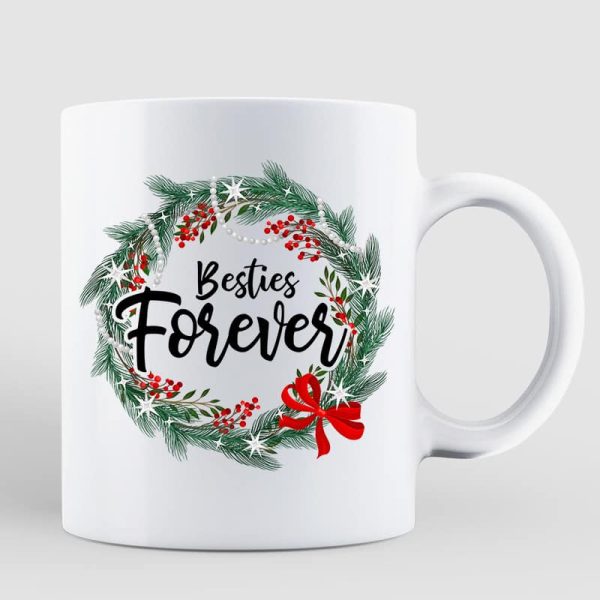 Christmas Wreath Doll Besties Standing Personalized Mug Christmas Wreath Doll Besties Standing Personalized Mug