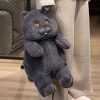 Chubby Black Cat Plush Stuffed Toy Soft Decorative Pillow