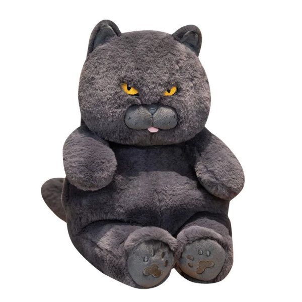 Chubby Black Cat Plush Stuffed Toy Soft Decorative Pillow