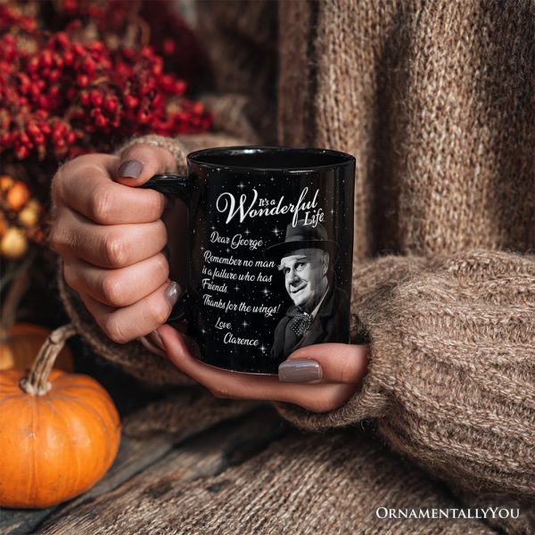 Clarence the Angel Dear George Quote Christmas Black Mug, Wonderful Life Gift