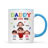 Colorful Doll Dad And Kid I Love You Piggyback Personalized Mug