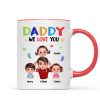 Colorful Doll Dad And Kid I Love You Piggyback Personalized Mug