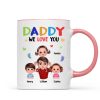 Colorful Doll Dad And Kid I Love You Piggyback Personalized Mug