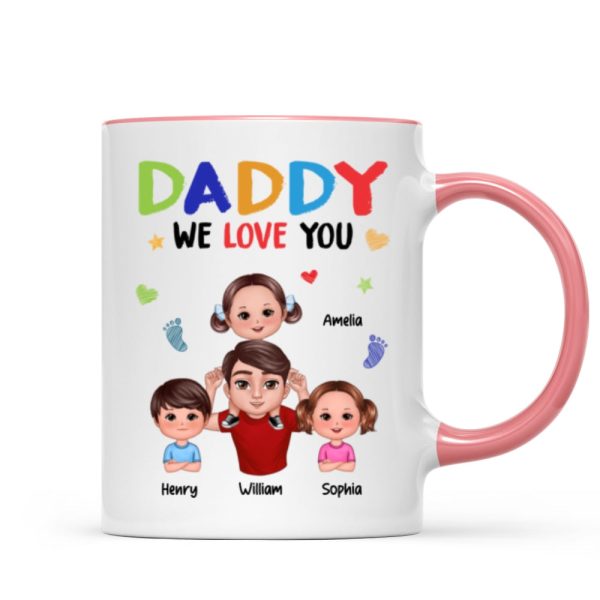 Colorful Doll Dad And Kid I Love You Piggyback Personalized Mug