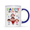 Colorful Doll Dad And Kid I Love You Piggyback Personalized Mug