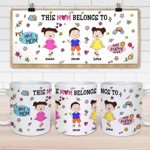 Colorful Kids This Mom Belongs To Personalized Mug