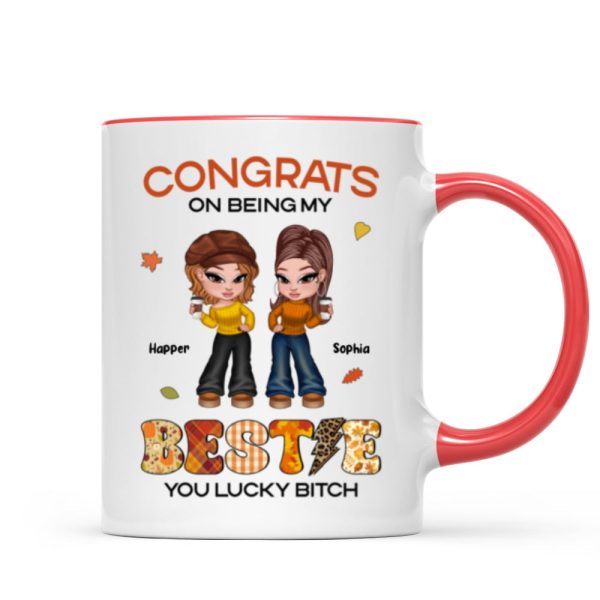 Congrats On Being My Bestie Sister Fall Season Y2K Style Personalized Mug