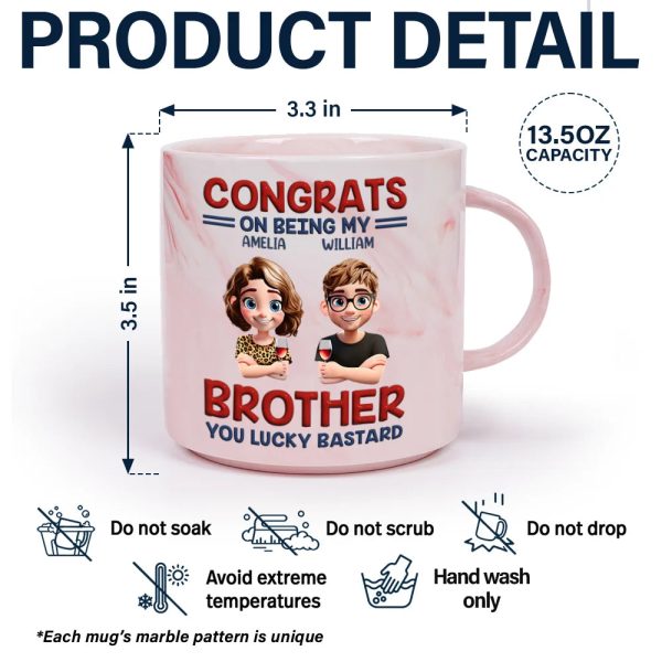Congrats On Being My Brother Sister Bestie - Personalized Marble Mug Congrats On Being My Brother Sister Bestie - Personalized Marble Mug