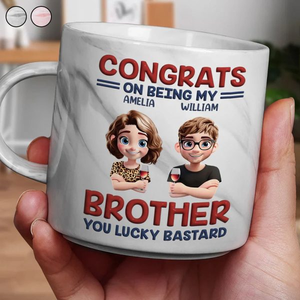 Congrats On Being My Brother Sister Bestie - Personalized Marble Mug Congrats On Being My Brother Sister Bestie - Personalized Marble Mug