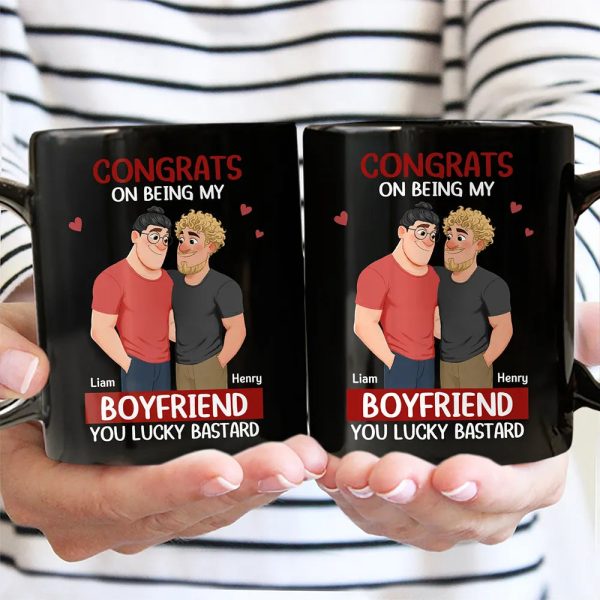 Congrats On Being My Husband Animate Hugging Couple - Personalized Mug