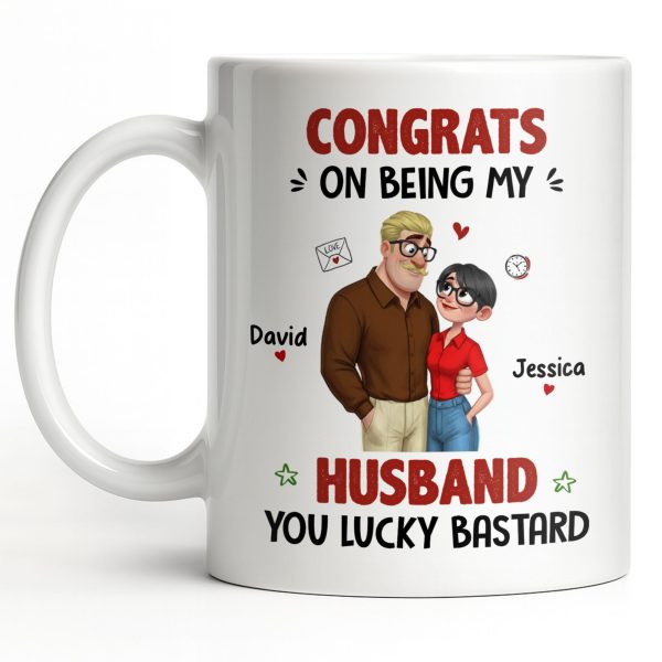 Congrats On Being My Husband, Hearts and Couple Design - Personalized Custom Coffee Mug - CPL1338_MG Congrats On Being My Husband, Hearts and Couple Design - Personalized Custom Coffee Mug - CPL1338_MG