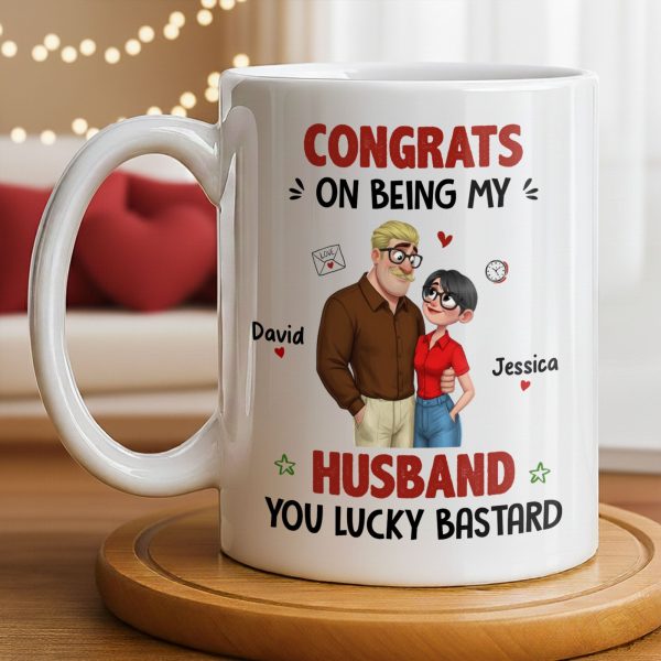 Congrats On Being My Husband, Hearts and Couple Design - Personalized Custom Coffee Mug - CPL1338_MG Congrats On Being My Husband, Hearts and Couple Design - Personalized Custom Coffee Mug - CPL1338_MG