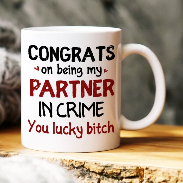 Congrats On Being My Partner In Crime, Gift For Bestie, Peesonalized Mug, Glasses Girl Coffee Mug, Bestie Gift Congrats On Being My Partner In Crime, Gift For Bestie, Peesonalized Mug, Glasses Girl Coffee Mug, Bestie Gift