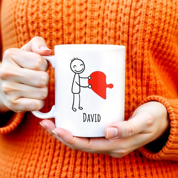Connecting Hearts Puzzle Heart Design - Personalized Custom Coffee Mug - CPL148_MG Connecting Hearts Puzzle Heart Design - Personalized Custom Coffee Mug - CPL148_MG
