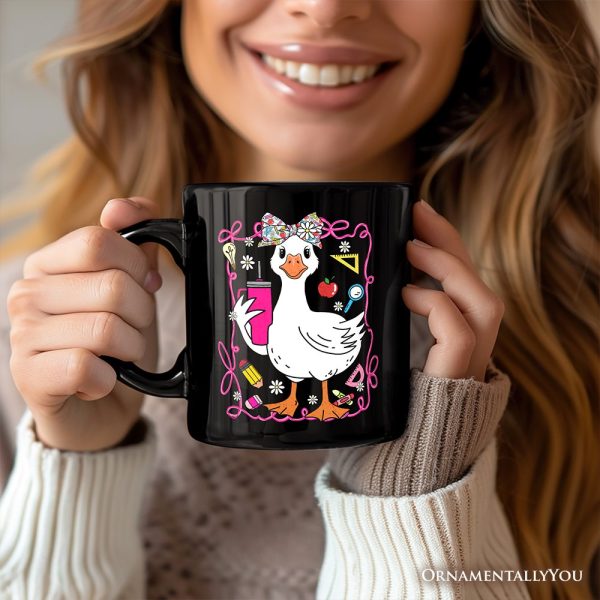 Coquette Teacher Goose Personalized Mug, Funny Gift with Custom Name Coquette Teacher Goose Personalized Mug, Funny Gift with Custom Name