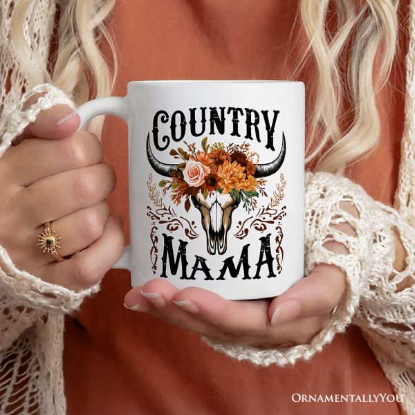 Country Mama Floral Vintage Mug, Western Buffalo Skull Gift for Moms Country Mama Floral Vintage Mug, Western Buffalo Skull Gift for Moms