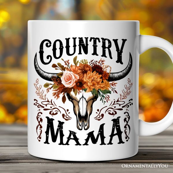 Country Mama Floral Vintage Mug, Western Buffalo Skull Gift for Moms Country Mama Floral Vintage Mug, Western Buffalo Skull Gift for Moms