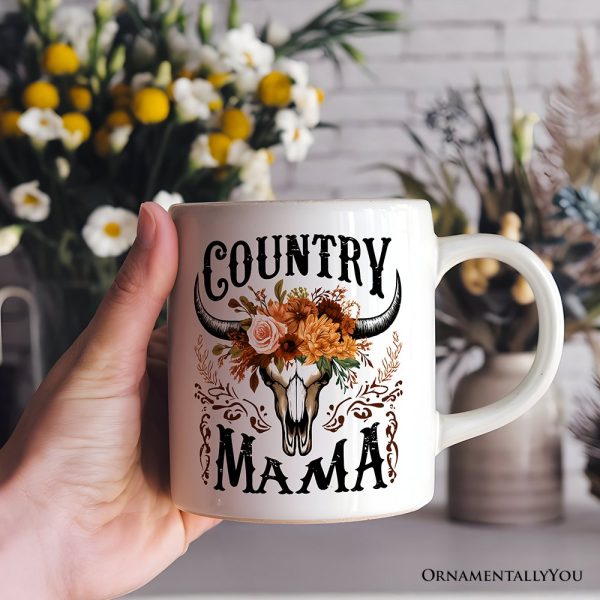 Country Mama Floral Vintage Mug, Western Buffalo Skull Gift for Moms Country Mama Floral Vintage Mug, Western Buffalo Skull Gift for Moms