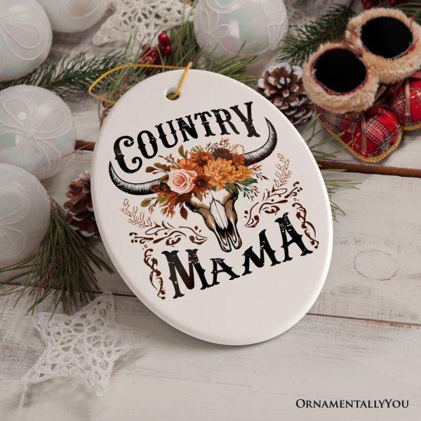 Country Mama Floral Vintage Ornament, Western Buffalo Skull Christmas Gift for Moms Country Mama Floral Vintage Ornament, Western Buffalo Skull Christmas Gift for Moms
