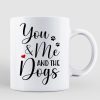 Couple And Dogs Sitting Personalized Mug