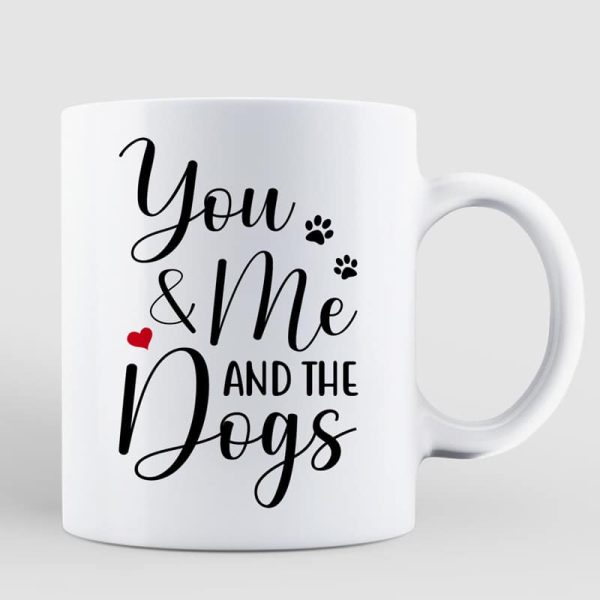 Couple And Dogs Sitting Personalized Mug